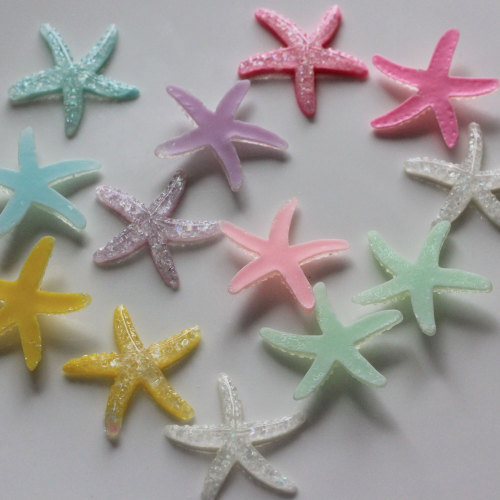 Resina Artificial brillante con forma de estrella de mar, hermosa cuenta, cabujones Kawaii de pez estrella de mar para manualidades, accesorios de bricolaje