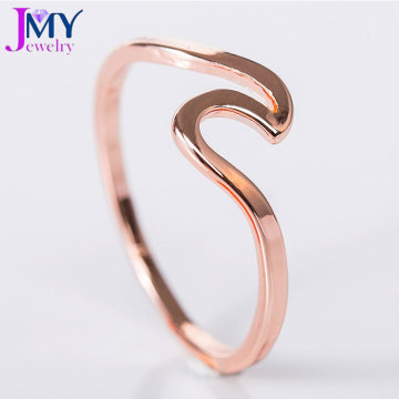 simple rose gold unisex wave shape ring