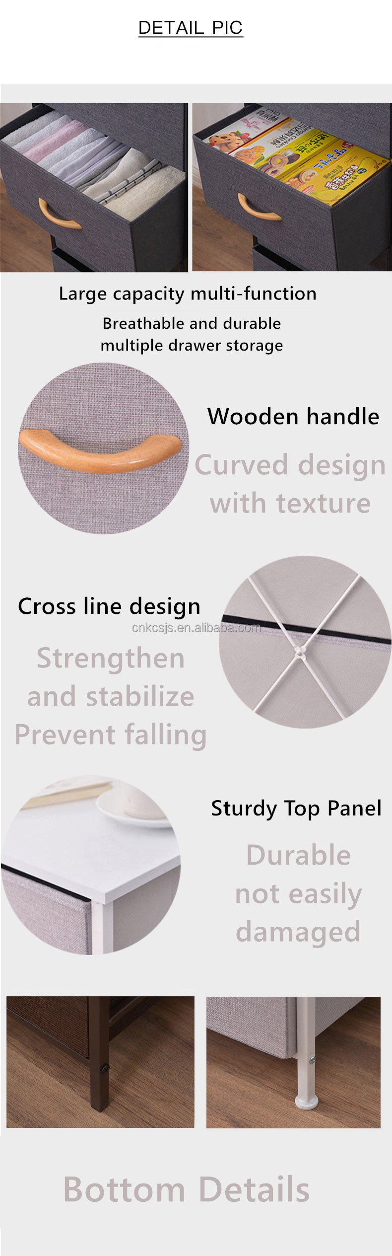 کمد پارچه ای محکم Sturdy Fabric Storage Dresser