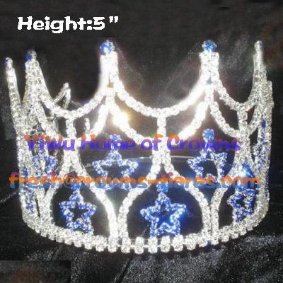 Wholesale Blue Star Crystal Queen Crowns