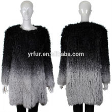 YR146B New Fashion Dipping Color Real Curly Lamb Garment/Women Winter Fur Coats