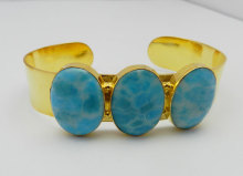 925 Sterling Gold Chinese Larimar Bracelet