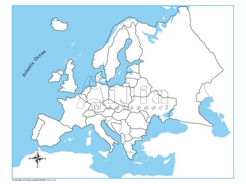 Montessori unLabeled Europe Control Map,montessori materials