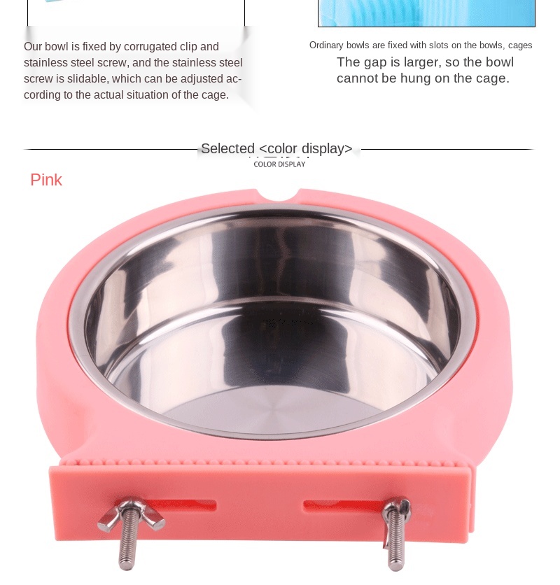 Hot Sale Plastic Material Pet Feeder Pet Bowl Water Food Dog Stainless Steel Hanging Cage Pet Bowl Feeder