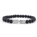 Black lava volcanic stone arrow fashion bracelet bracelet.