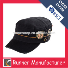 Black army cap with logo , stylish cheap military cap