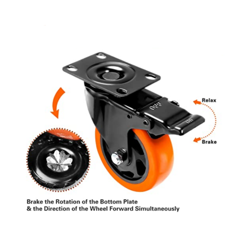 100 mm Industrial Pu Cart Wheels Base Caster Castor