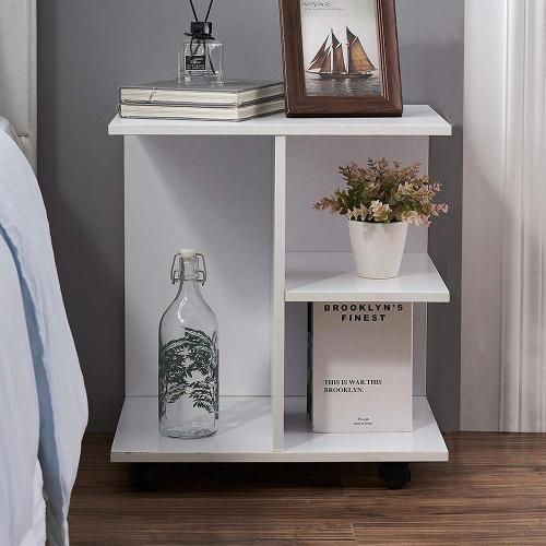 Nightstand Modern End Side Table with Rolling Wheels