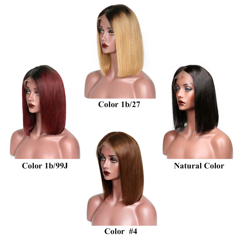 Short Bob Wig Brazilian Straight Lace Front Human Hair Wigs Remy Hair Bob Wig With Boby Hair Pre Plucked Bleached Knots