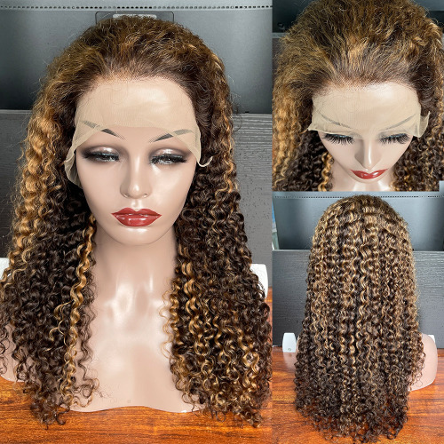 Long Length Brazillian Hair Wigs Highlighted Human Hair Wig 13x4 Waterwave Lace Wig