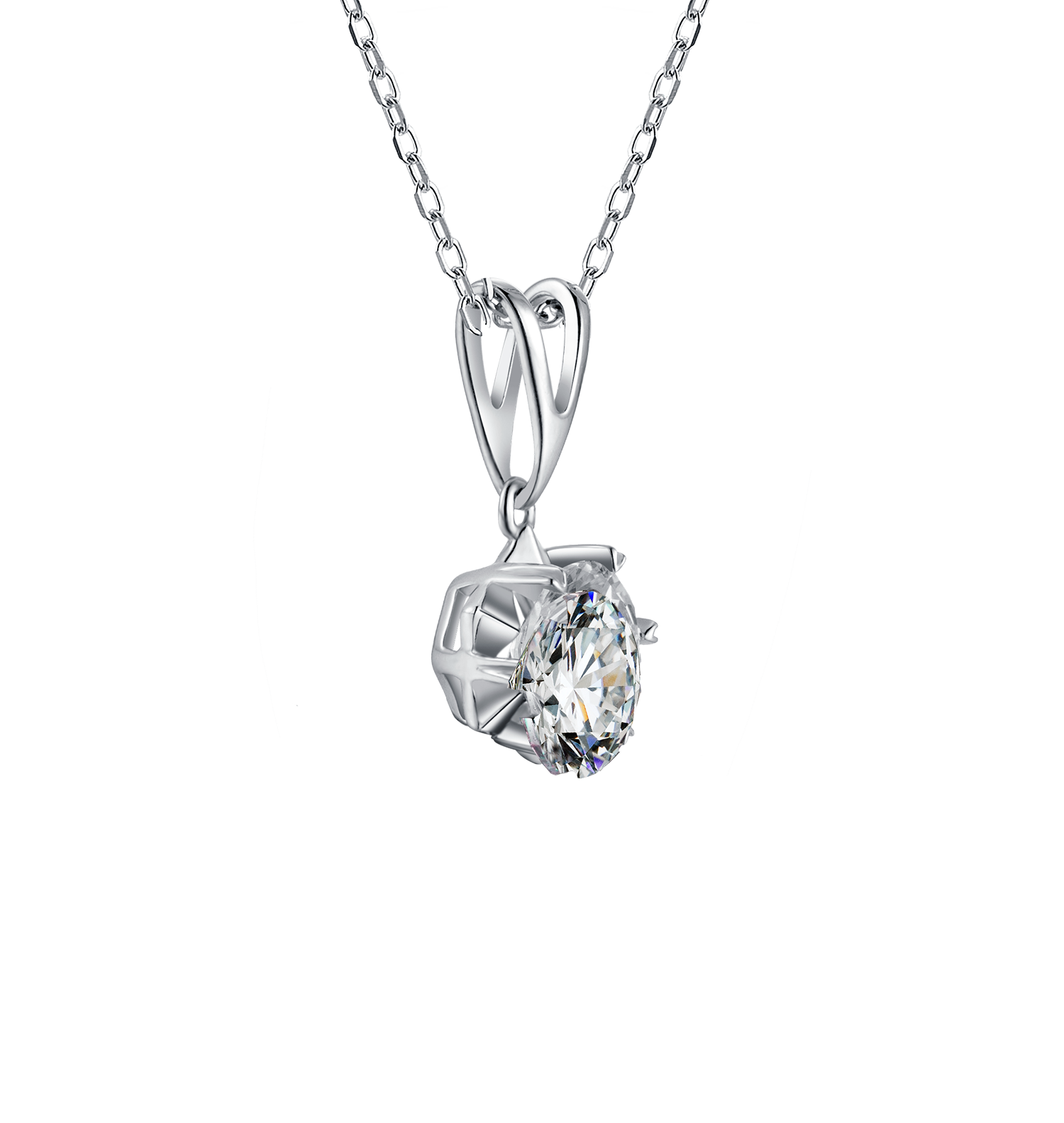 Popular Luxury  925 Sterling Silver Moissanite Pendant Women Engagement Six Prongs Large Diamond Wedding Party Necklace
