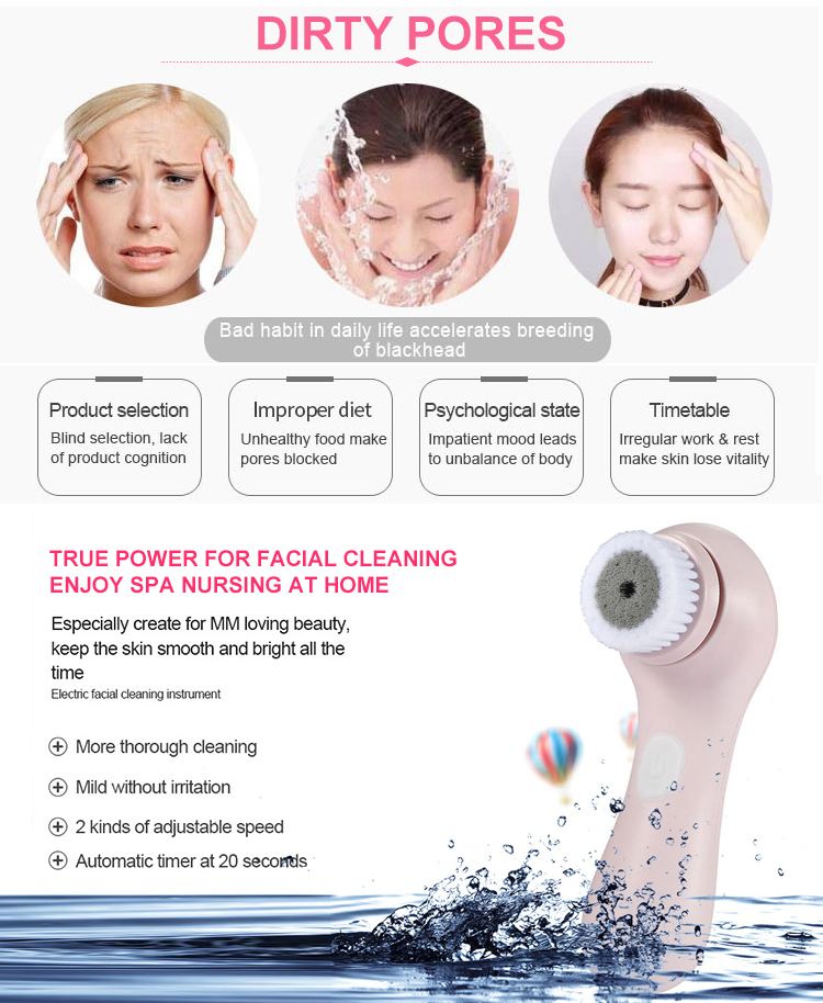 Electric Rotating Spin Facial Cleanser Brush Rechargeable Face Cleansing Brush