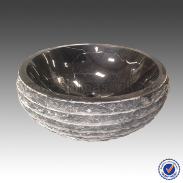 Nero Marquina Black Marble Above Counter Bathroom Stone Sink