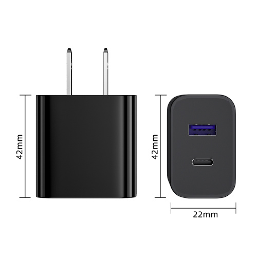 Black White Quick Charger Dual Ports 20W laddare