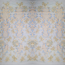 Orange Blue Flat Lace Embroidery Fabric