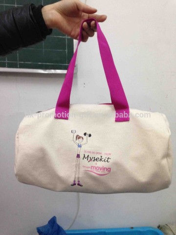 high quality canvas duffel bag with custom logo, sport duffel bag with pink handles, travel duffel bag with heat-transfer logo                        
                                                                                Supplier's Choice