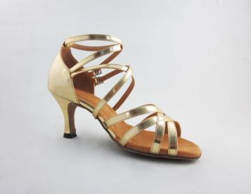 Ladies gold PU salsa shoes