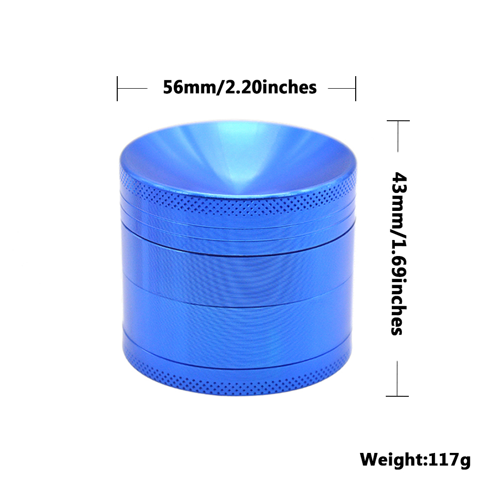 Aluminum Alloy 4 Piece 50mm Herb Grinder Weed Grinder With Curved Diamond Teeth concave top Herb Crusher Custom logo