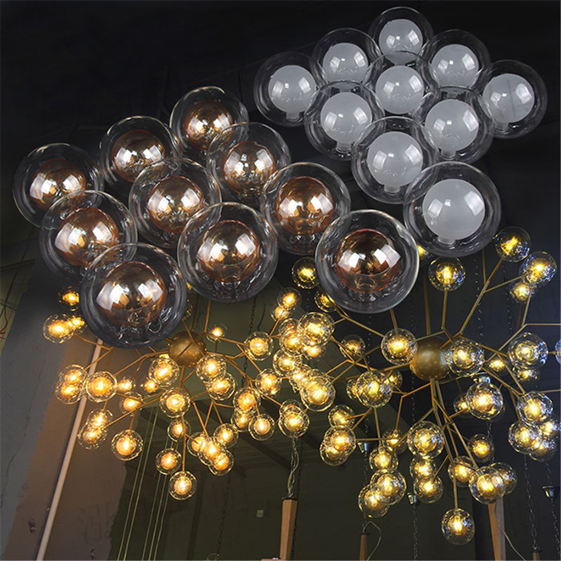 Handmade 100mm G9 Clear Frosted Globes Lamp Shade Double Wall Glass Ball Lampshade with Internal Thread for Pendant Lampshades