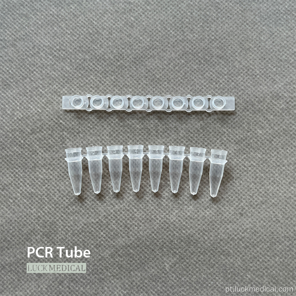 PCR de tira de 8 tubos de plástico descartável