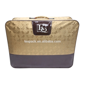 Luxury textile packaging bag leather material steel wire on all side