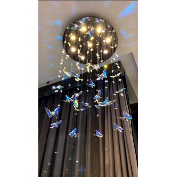 Crystal Butterfly Pingente Light for Home Decor Decoration Staircase Decoration Creative Candelier