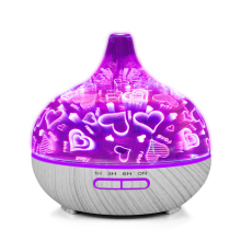 3D Heart Design Aroma Humidifier 400ML Essential Oil Diffuser LED 7 Color Reed Diffuser - Christmas Gift MJ005