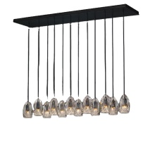 Jonathan Browning Brass Modern Crystal Chatelet Linear Chandelier for Living Room