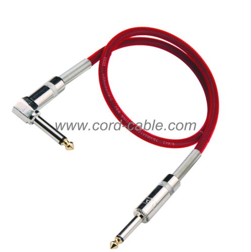 DML Series Instrument Guitar Cable Jack 90° to Jack Red Nylon Jacket