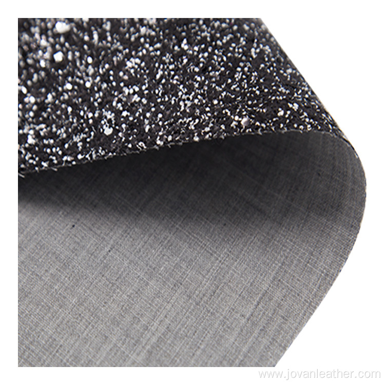 Custom chunky glitter fabric PU artificial leather