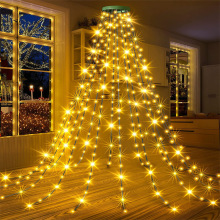 8 Mode Waterfall Christmas Tree Lights with Rings for Indoor/Outdoor Xmas Tree Decoration
