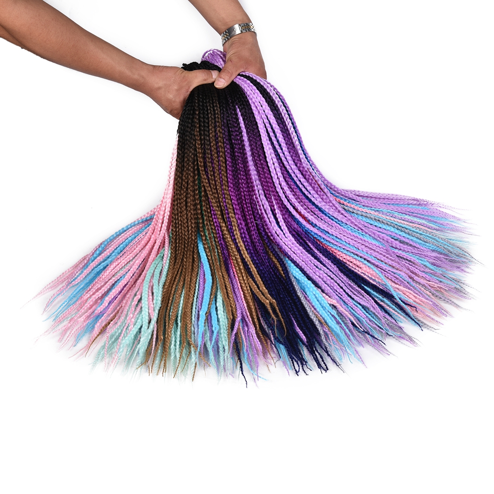 Ombre Color 3D Cubic Split Twist Synthetic Heat Resistant Fiber Extensions Box Braid Crochet Hair