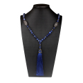 2018 gros collier bijoux bleu naturel altération agate perles longue chaîne collier