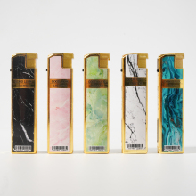 Jet Flame Marble-Effect Lighter with Metal Cover
