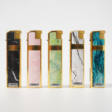 Jet Flame Marble-Effect Lighter with Metal Cover