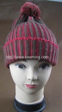 Mixture Yarn Winter Hat With Pompon?