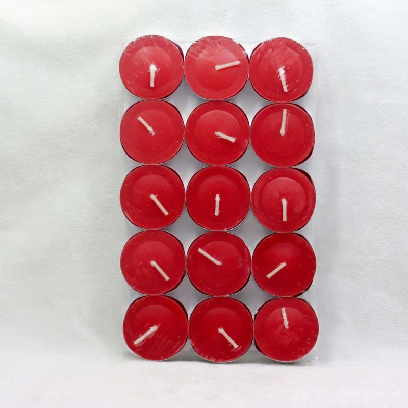 Wholesale Round Shape Red Color Scented Tealight Candles with Rose Fragrance