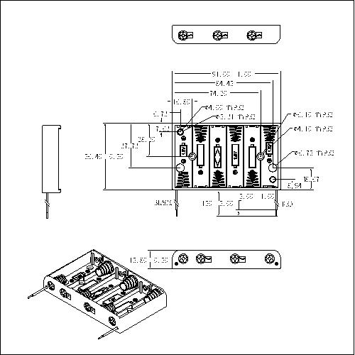 6 PIECES AA Battery Holders BBA-5-6-150-A