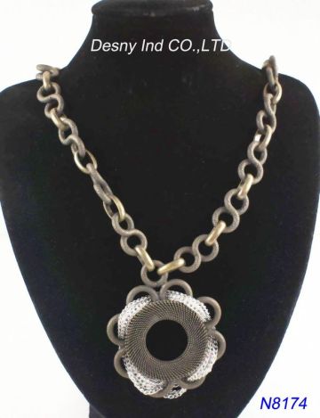 Shamballa Metal Jewelry Antique Bronze Pendant Necklace Chain With Plated Bronze And Alloy