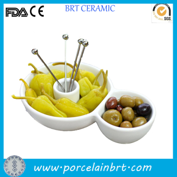 Divided Fruit Server Ceramic Appetizer Dish