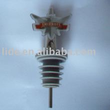 free flow stainless steel bottle pourer with plastic stoppe r and epoxy LOGO for gift items