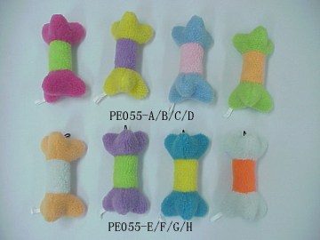 Dog toy with colorful bone shape