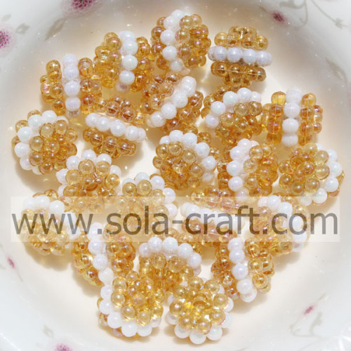 Wholesale Fashion Yellow Color Acrylic Crystal Sandwich Berry Beads 10MM