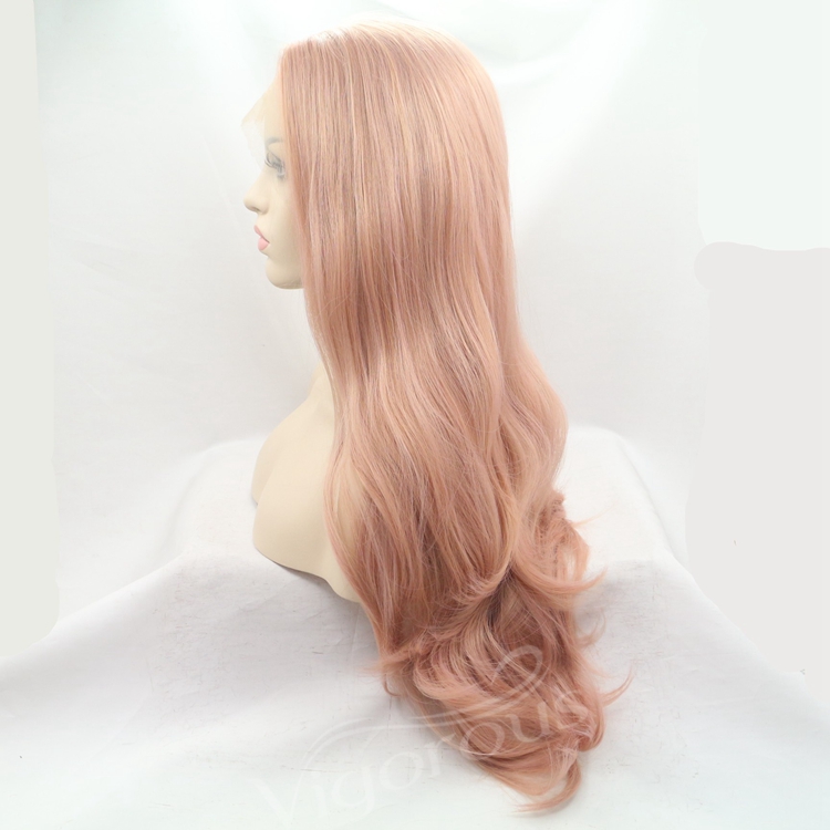 Vigorous mono long premium high quality straight wholesale black women synthetic hair wigs with lace front