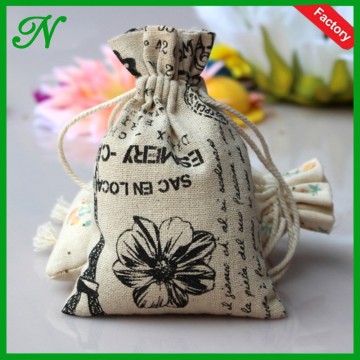 JNbags Promotional Wholesale Custom Small Linen Cotton Drawstring Bag