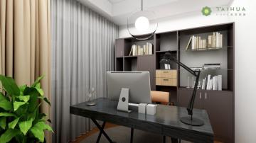 Dark Wenge Office Table with Grey Book Shelf