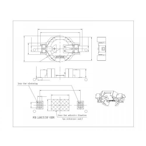 Muntcelhouders SMT voor 1632B BT-M-SN-A-1632B