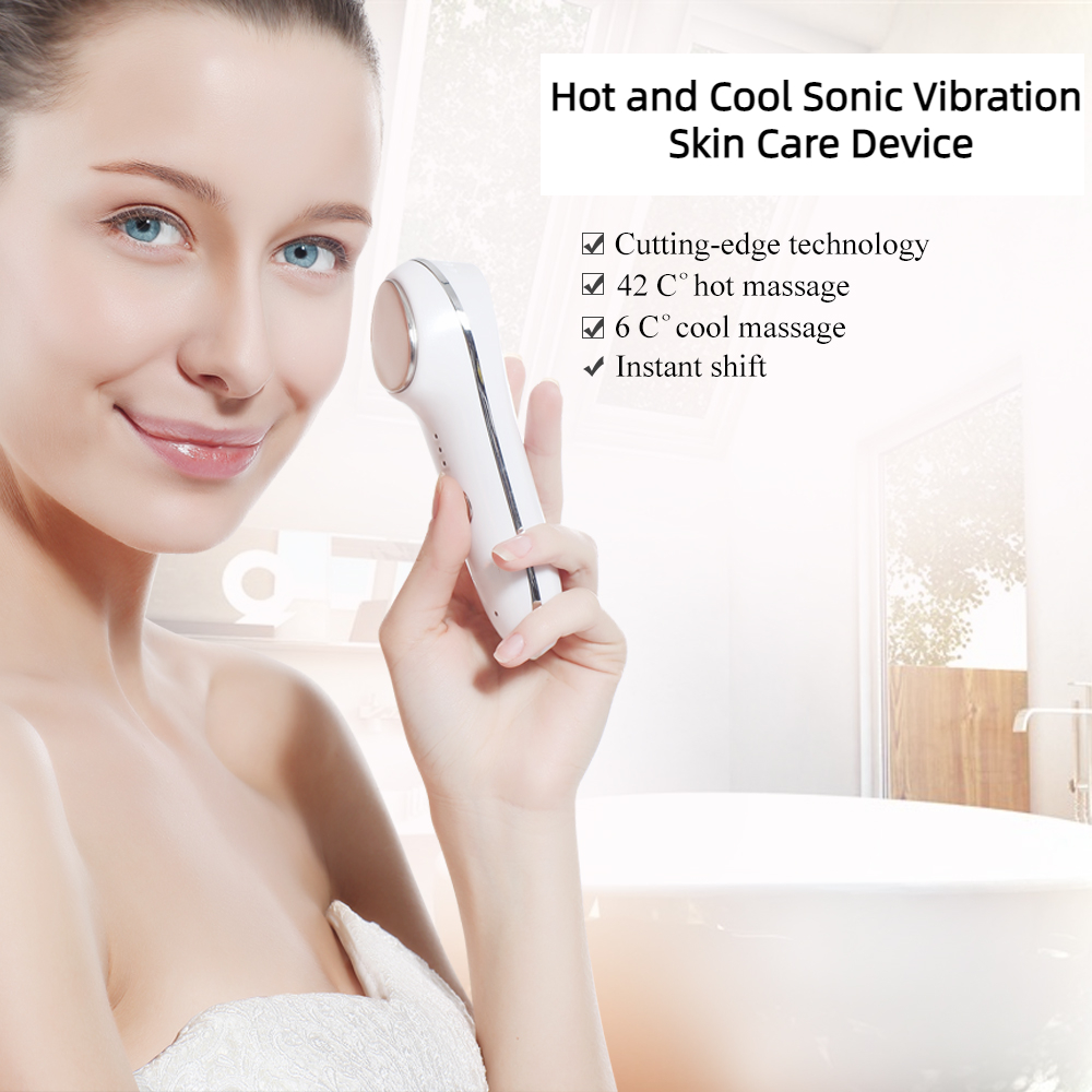 Hot and cool sonic vibration skin care device