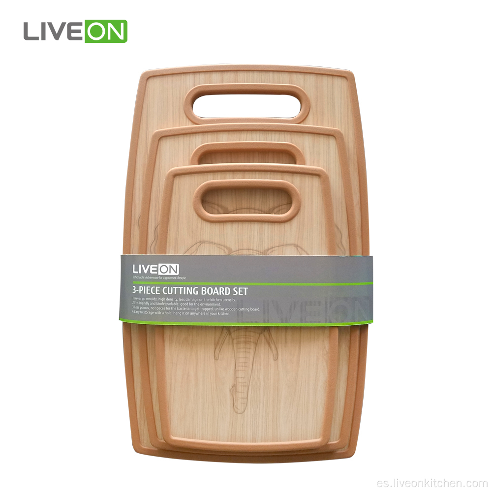 Tablero de cocina Juego de tablas de cortar de plástico de 3 piezas