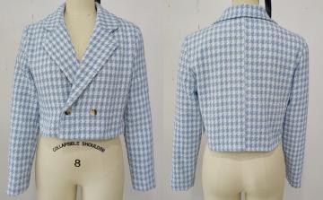 Woven Blue Checks Yarn Dyed Short Jackets